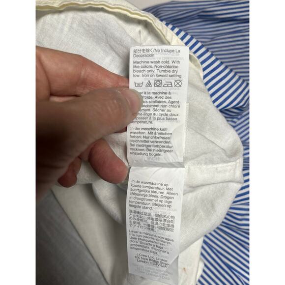 J.Crew Re-Imagined Boho Dress S Blue White Striped Embroidered Cotton Peasant - Picture 12 of 14